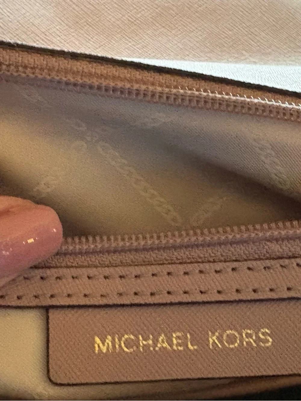 Michael Kors Blush Leather Shoulder Bag with Gold Chain